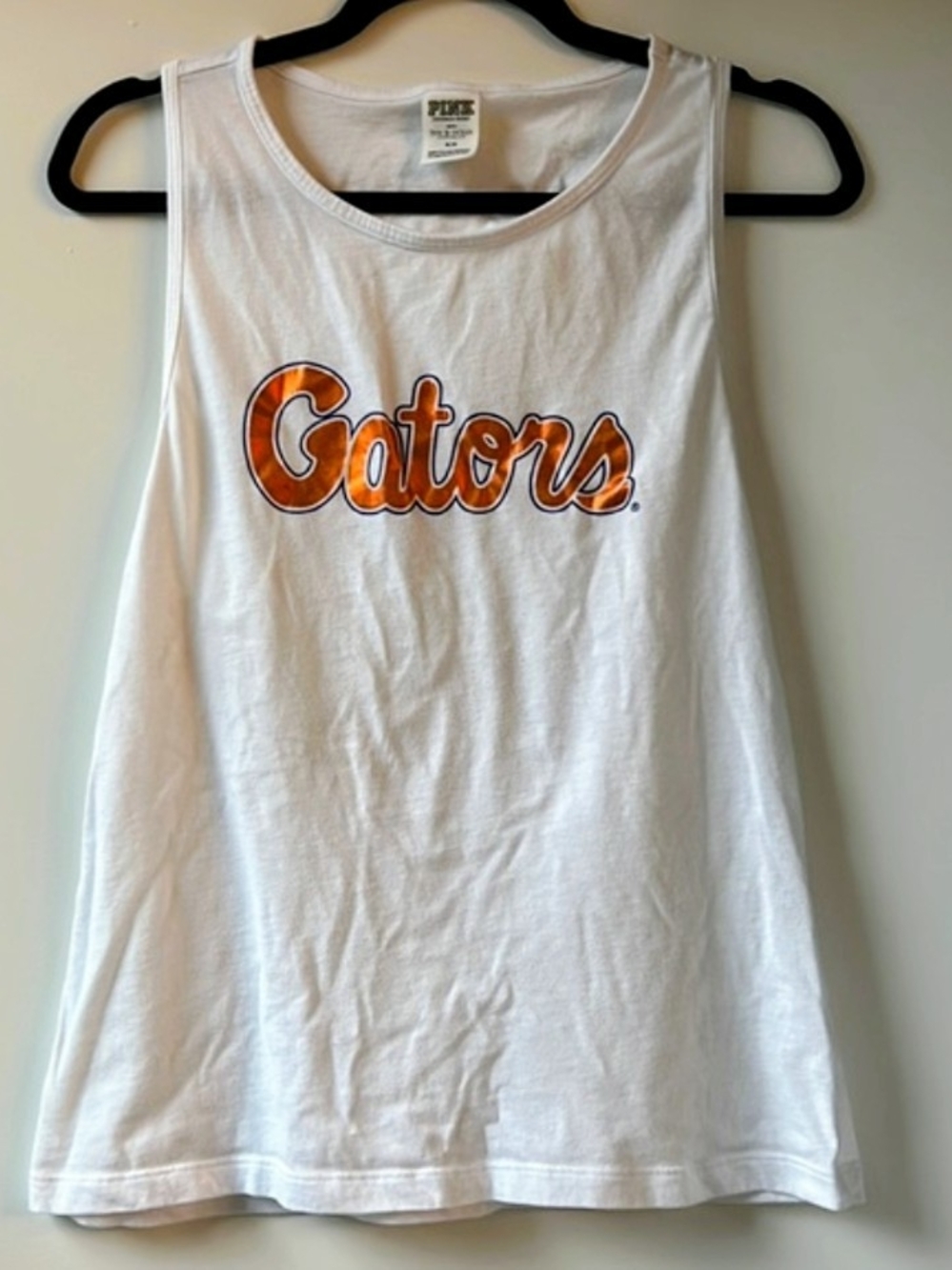 PINK Victoria's Secret White Tank with Orange Gators Script